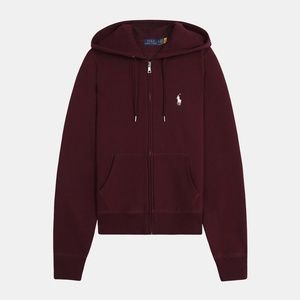 Polo Ralph Lauren Jersey Full Zip Hoodie in Burgundy Size M